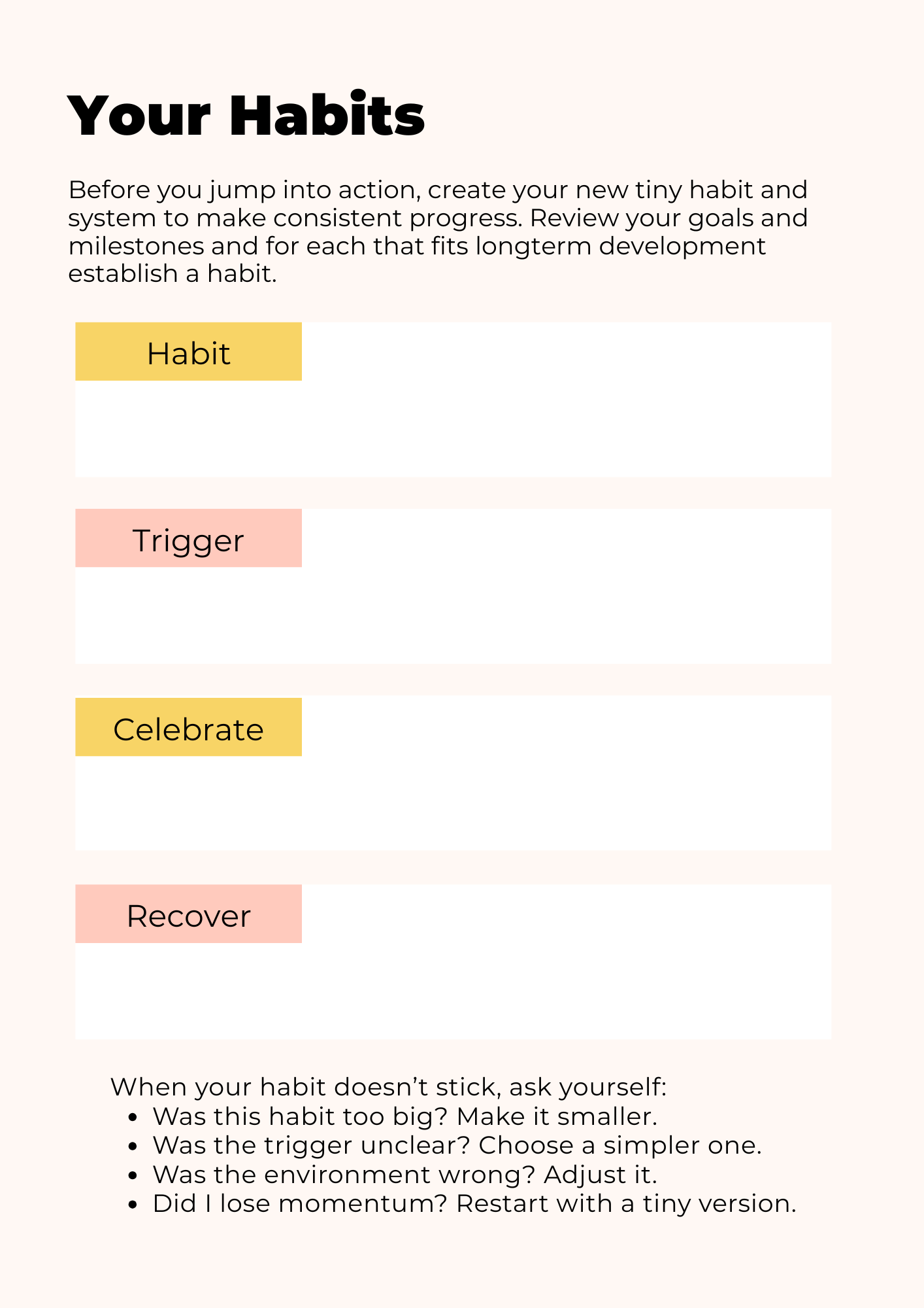 Your Habits — Habit, Trigger, Celebrate, Recover